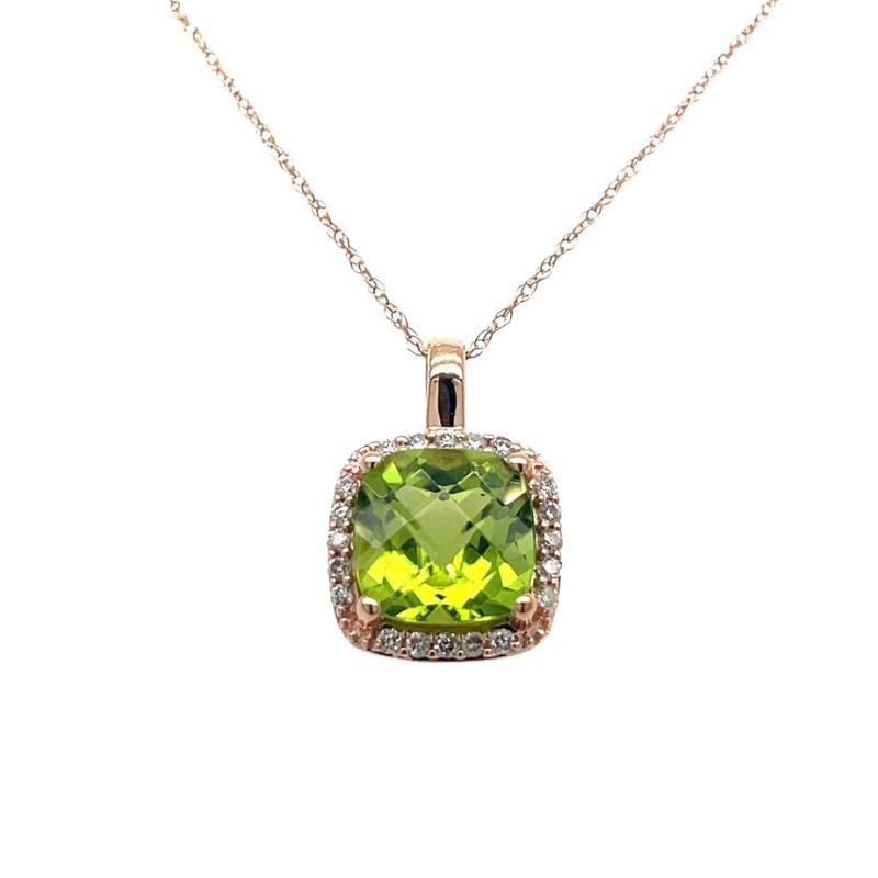 Peridot & Diamond Pendant Necklace