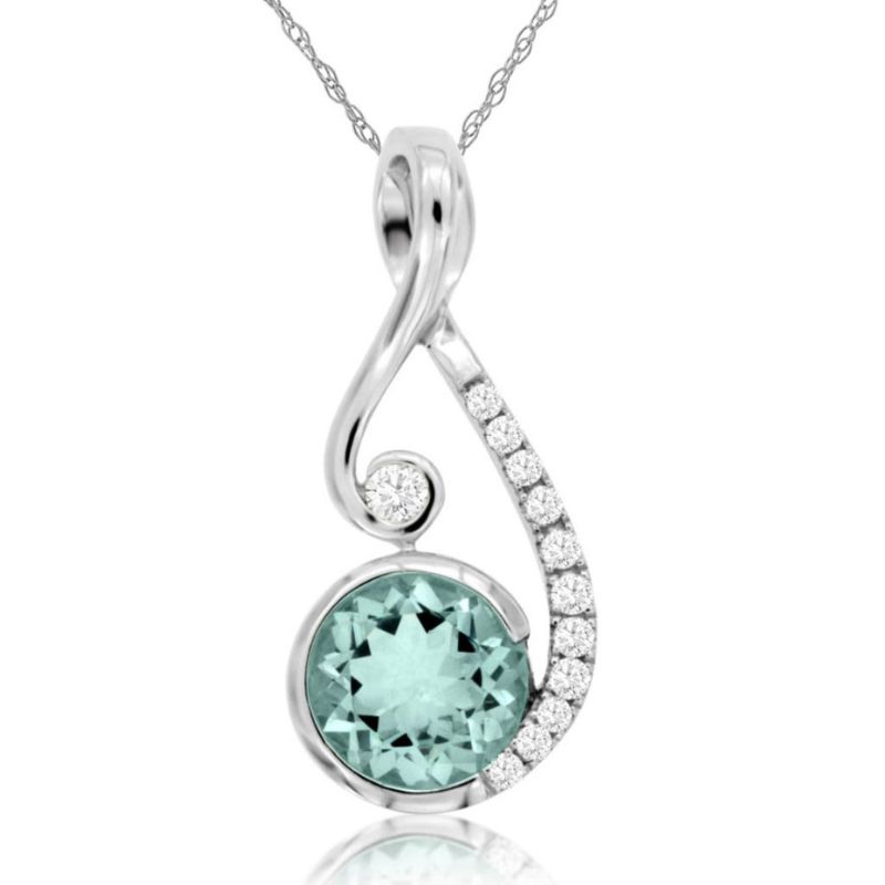 Aquamarine & Diamond Pendant Necklace