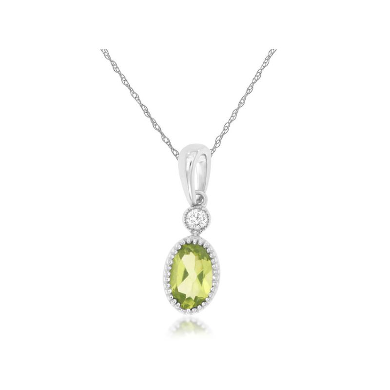 Peridot & Diamond Milgrain Pendant Necklace