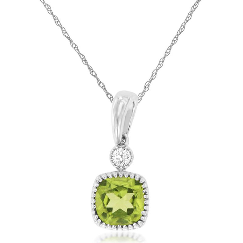 Peridot & Diamond Milgrain Pendant Necklace