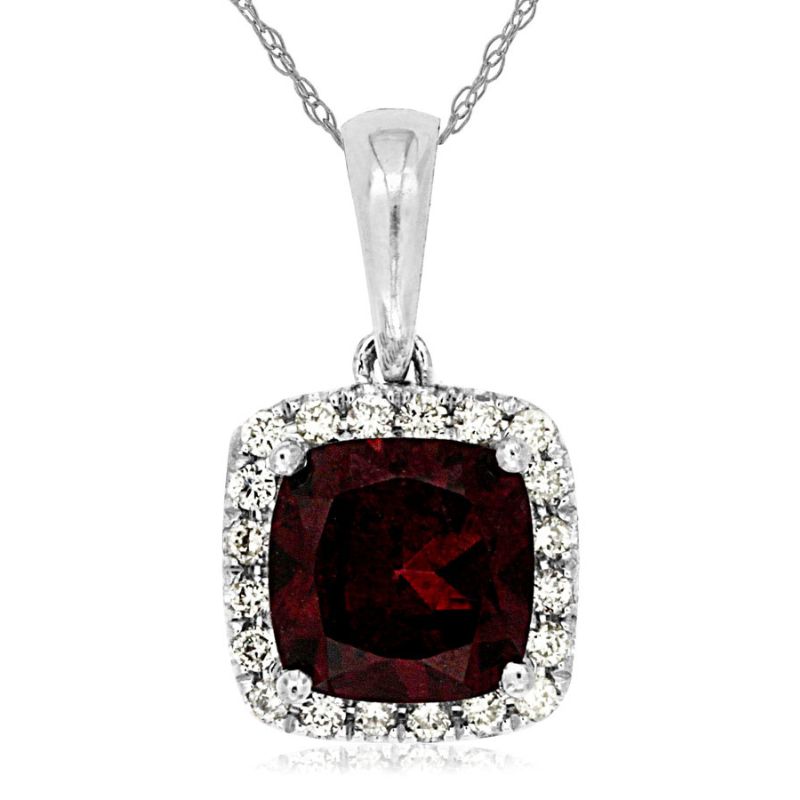 Garnet & Diamond Halo Pendant