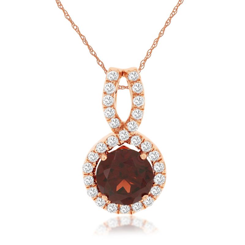 Garnet & Diamond Pendant Necklace