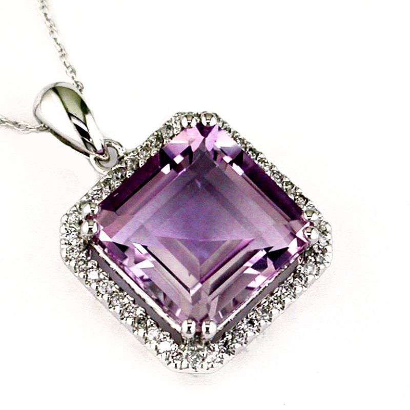 Amethyst & Diamond Pendant Necklace