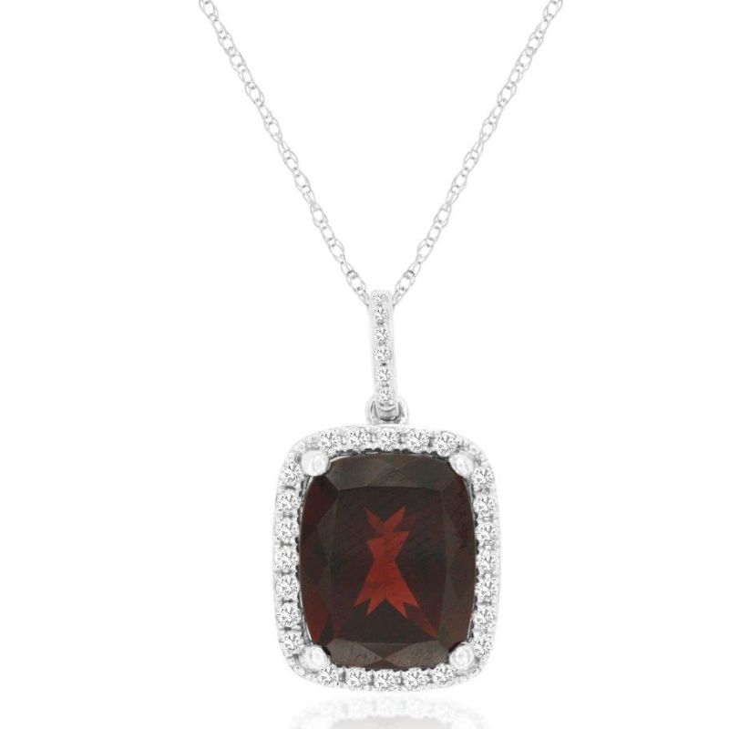Garnet & Diamond Pendant Necklace