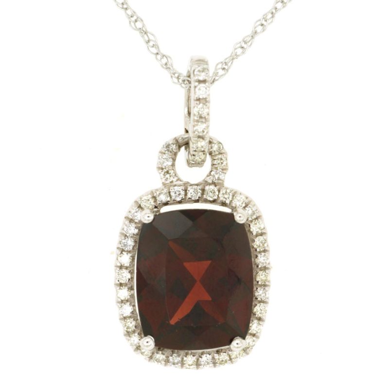 Garnet & Diamond Pendant Necklace