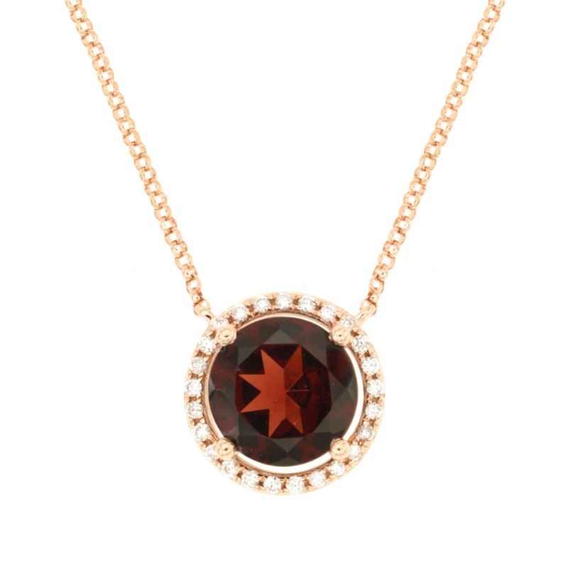 Garnet & Diamond Pendant Necklace