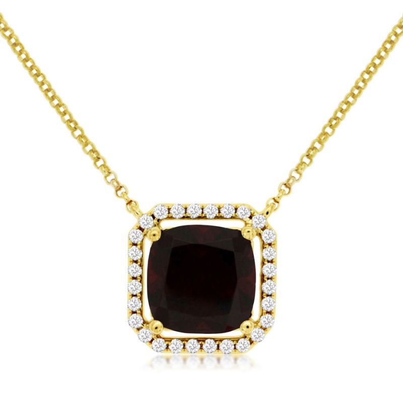 Garnet & Diamond Pendant Necklace