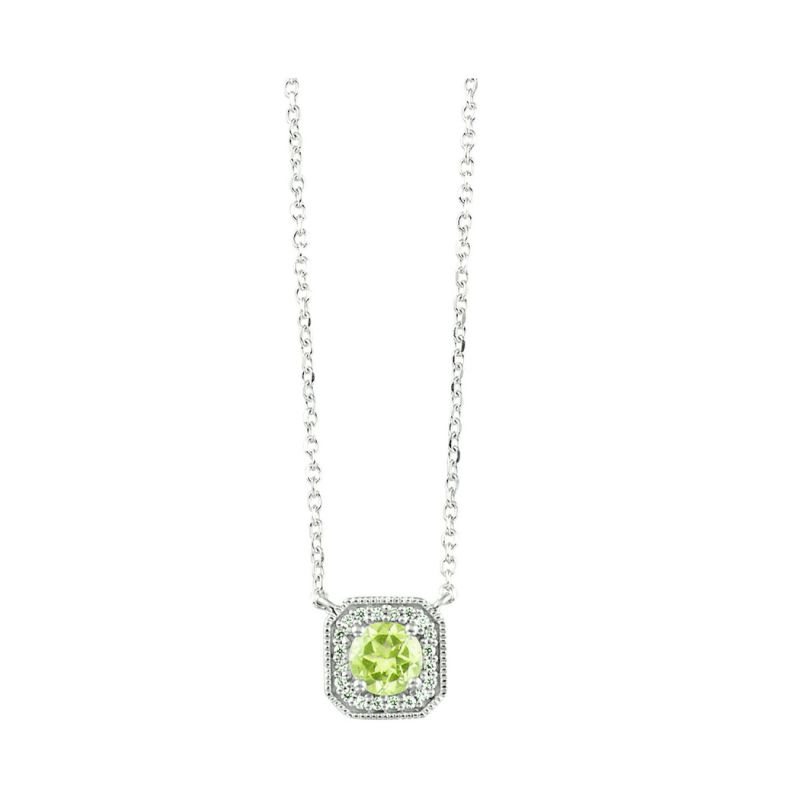 Peridot & Diamond Pendant Necklace