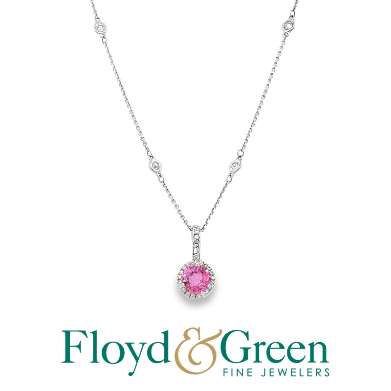 Pink Sapphire & Diamond Station Necklace