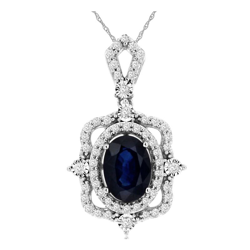 Sapphire & Diamond Pendant Necklace