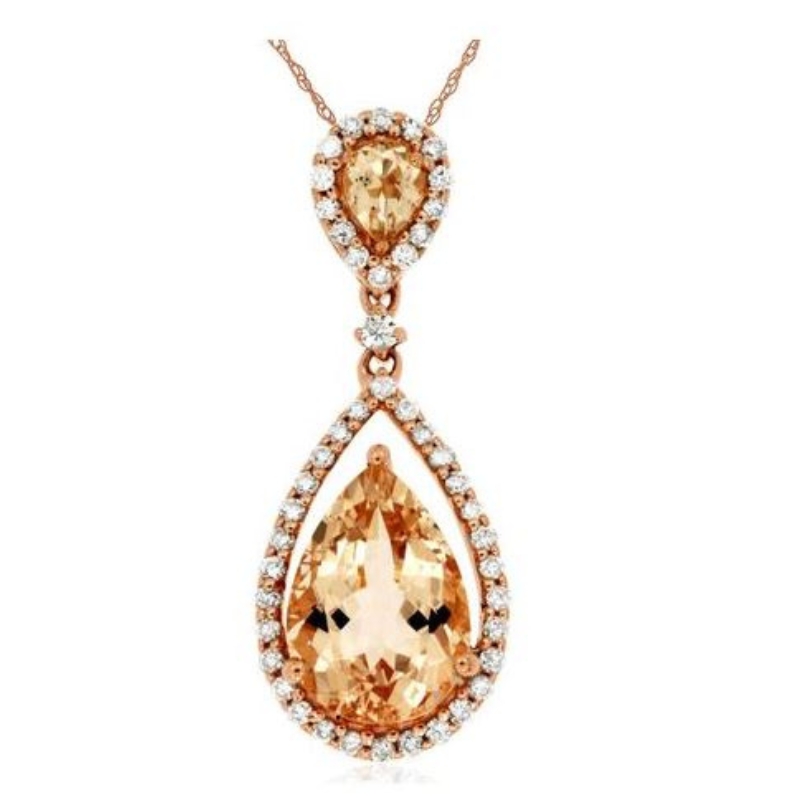 Morganite & Diamond Pendant Necklace