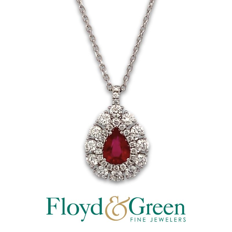 Ruby Double-Halo Pendant