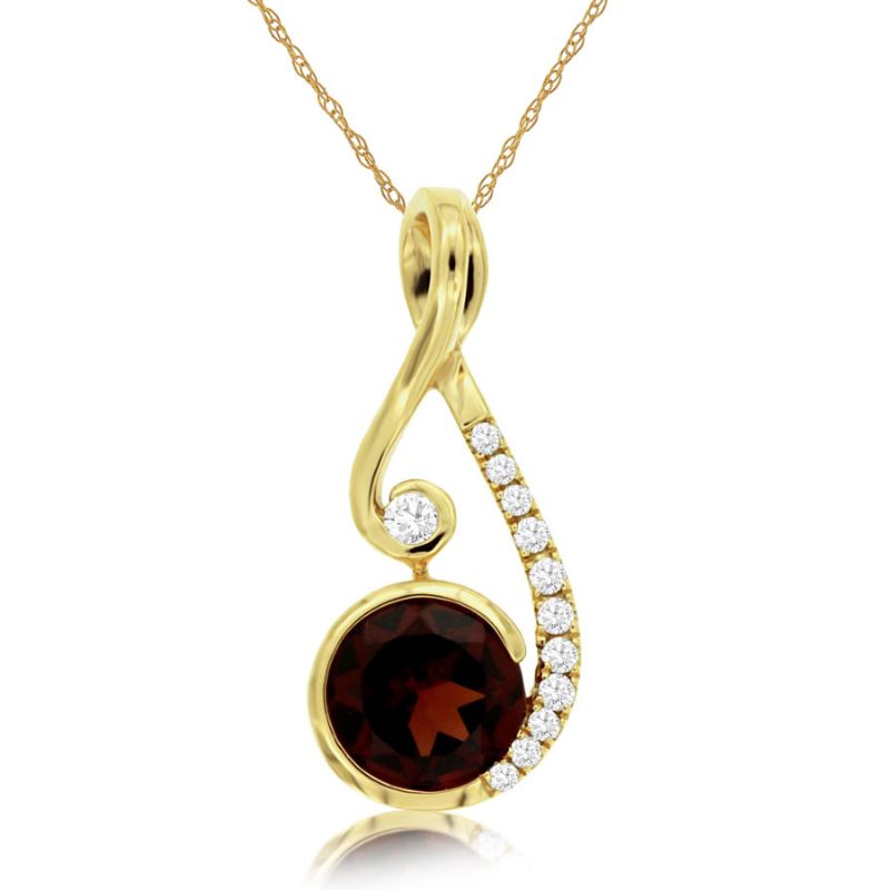 Garnet & Diamond Pendant Necklace