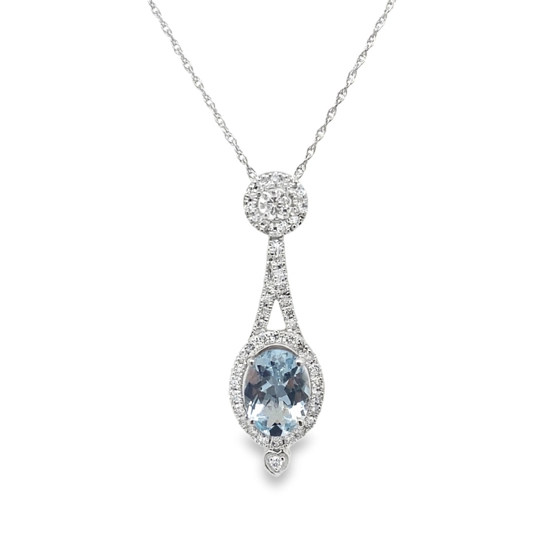 Aquamarine & Diamond Pendant Necklace