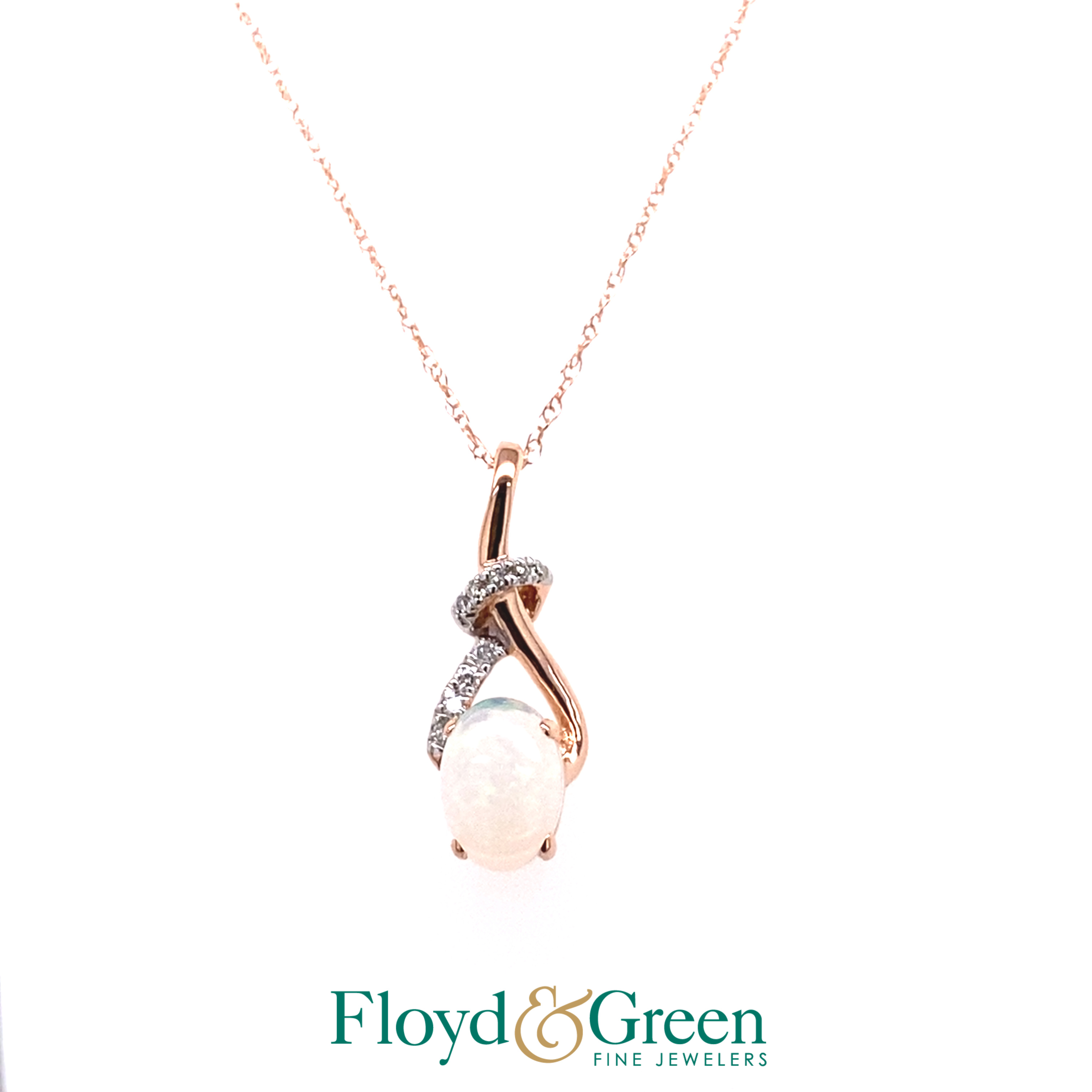 Opal & Diamond Pendant Necklace