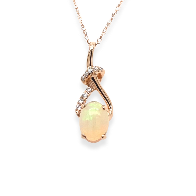 Opal & Diamond Pendant Necklace