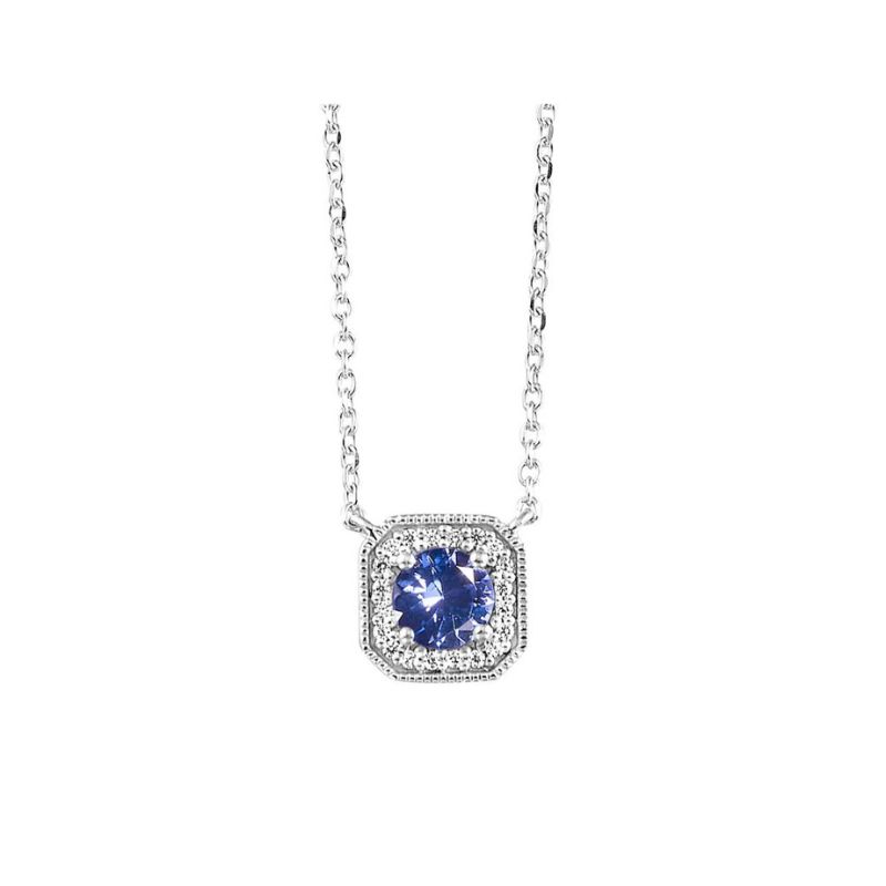 Synthetic Alexandrite & Diamond Pendant Necklace