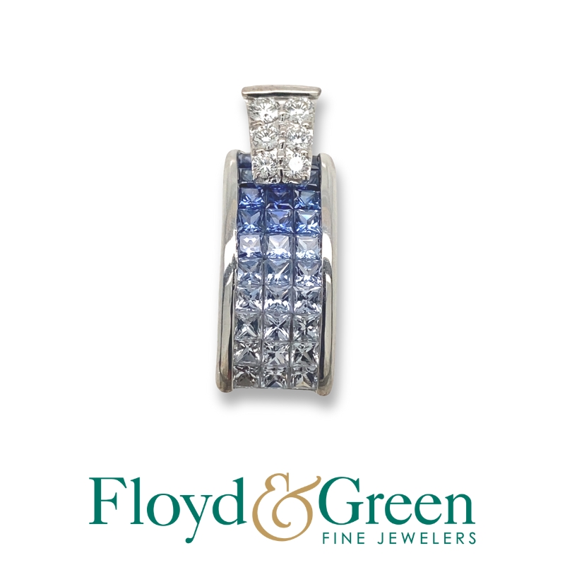 Estate Diamond & Blue Sapphire Pendant