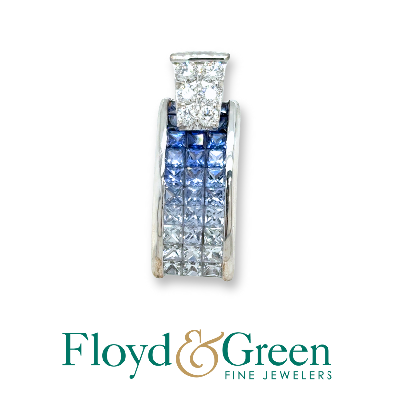 Estate Diamond & Blue Sapphire Pendant