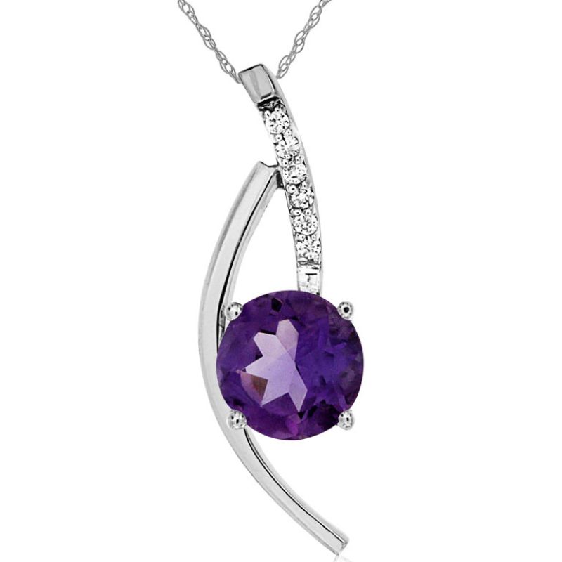 Amethyst & Diamond Bypass Pendant Necklace