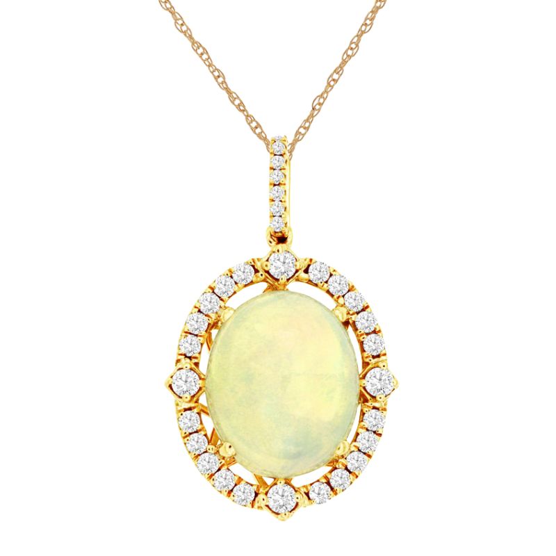 Opal & Diamond Halo Pendant