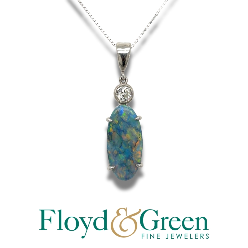 Australian Black Opal Pendant Necklace