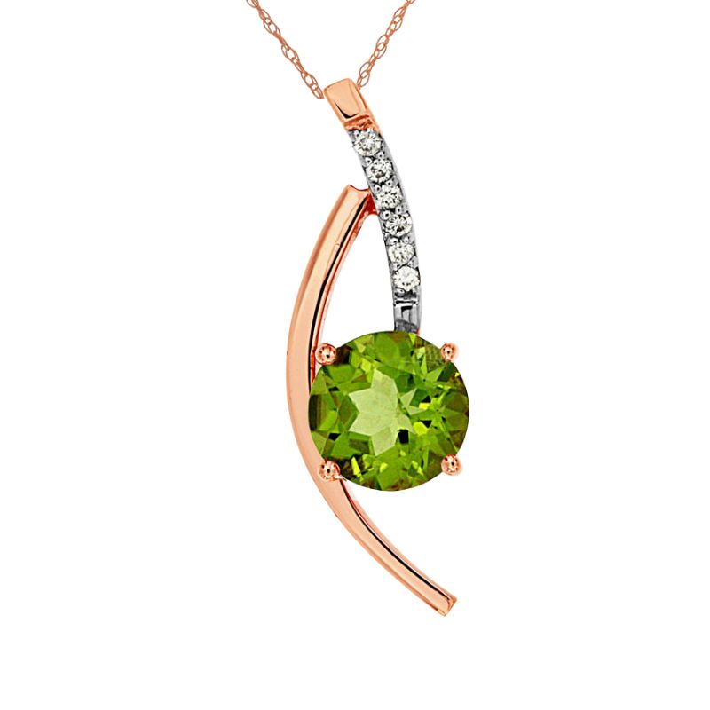 Peridot & Diamond Pendant Necklace