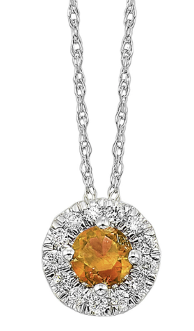 Citrine & Diamond November Birthstone Necklace