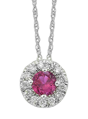 Pink Sapphire & Diamond October Birthstone Necklace
