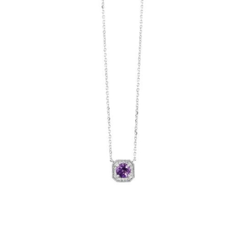 Amethyst & Diamond Pendant Necklace