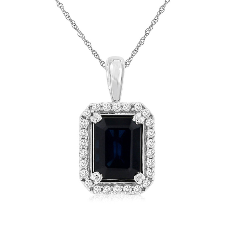 14KW Emerald Sapphire 2.3ct and Diamonds 0.2ct Pendant