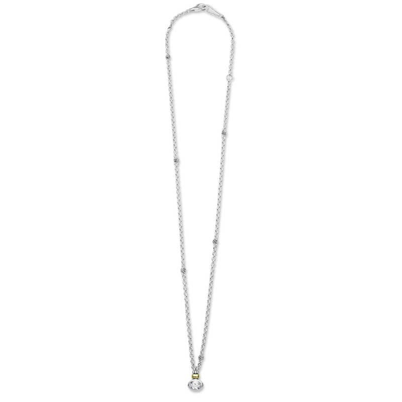 LAGOS Two-Tone White Topaz Pendant Necklace