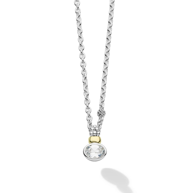 LAGOS Two-Tone White Topaz Pendant Necklace