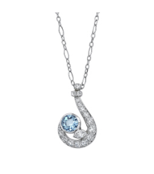 18 Platinum aqua 0.87ct and diamond 0.85ctw G-H/VS pendant necklace