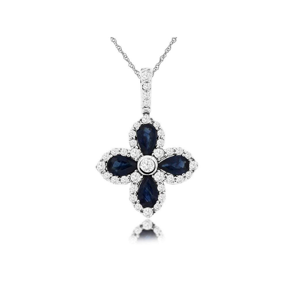 Sapphire & Diamond Flower Pendant