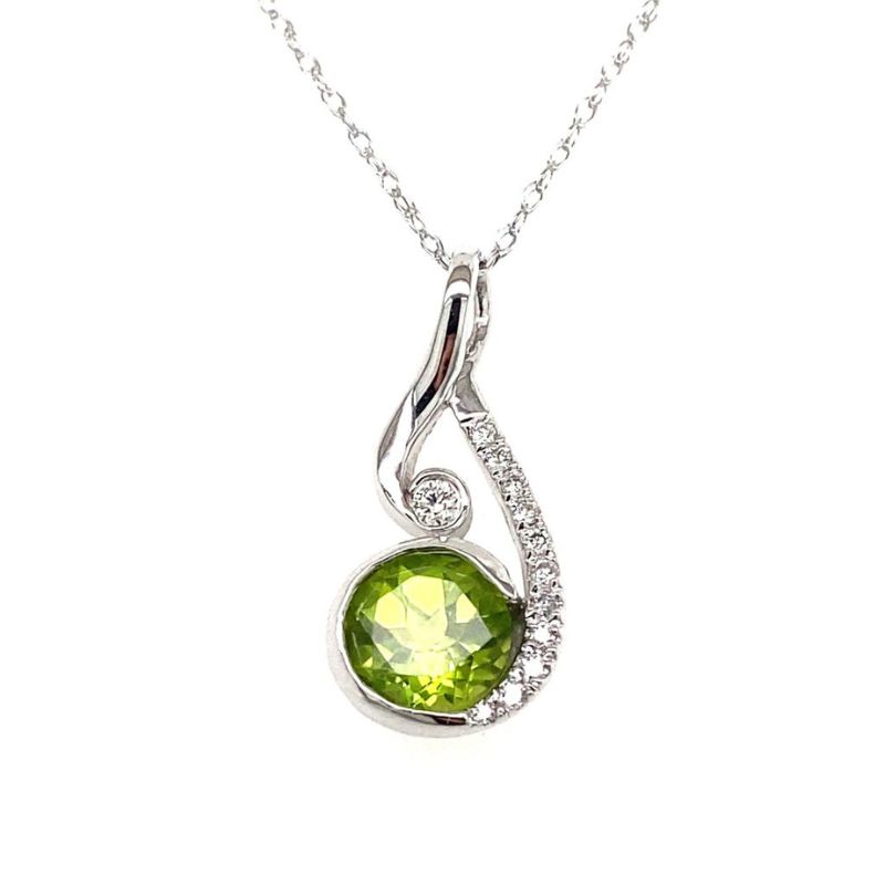 Peridot & Diamond Pendant Necklace