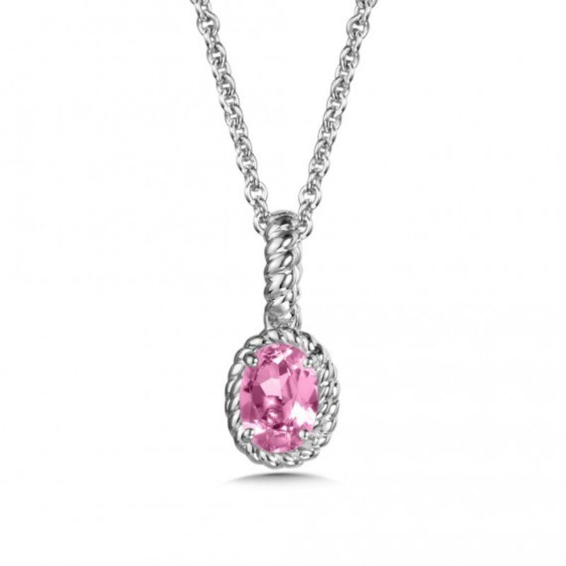 October Birthstone Pink Sapphire Pendant Necklace