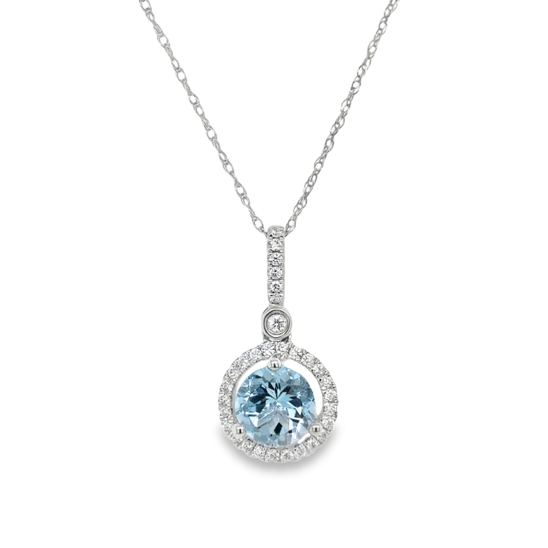 Aquamarine and Diamond Pendant Necklace