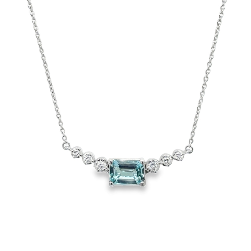 Aquamarine and Diamond Pendant Necklace