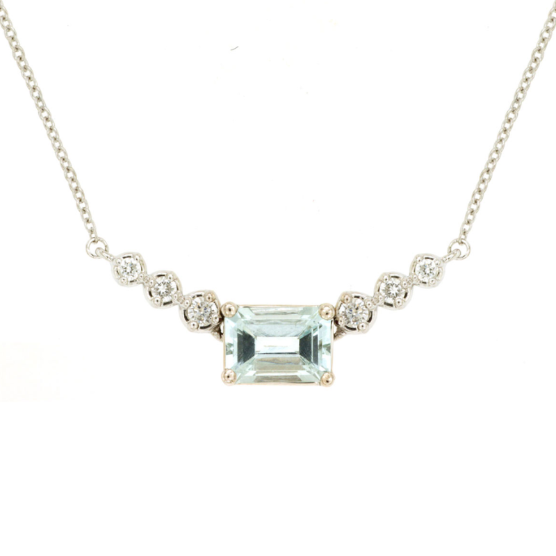 14KW 0.87ct aquamarine with 0.14ctw diamonds pendant
