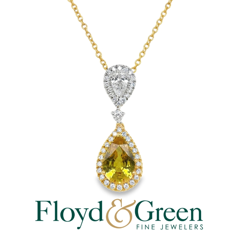 Yellow Sapphire and Diamond Pendant Necklace