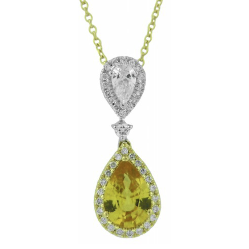 16 18KY/W yellow sapphire 1.1ct and diamond 0.16ctw G-H/VS2-SI1 pendant