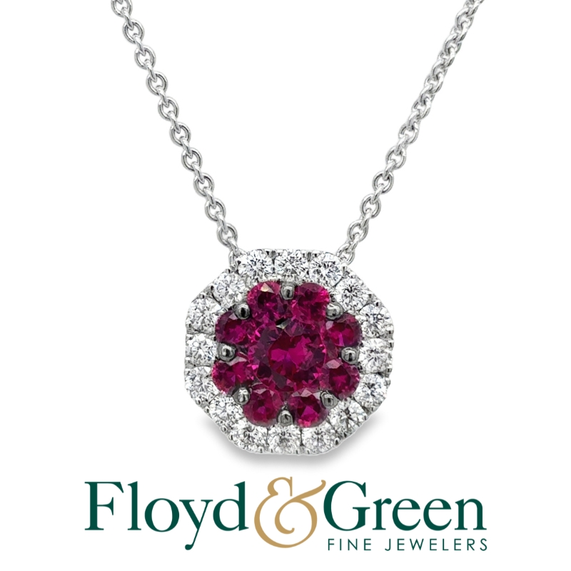 16 18KW ruby 0.64ctw and diamond 0.31ctw G-H/VS2-SI1 pendant
