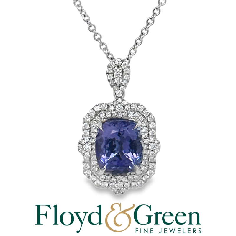 17 18KW tanzanite 4.84ct and diamond 1ctw G-H/VS2-SI1 pendant