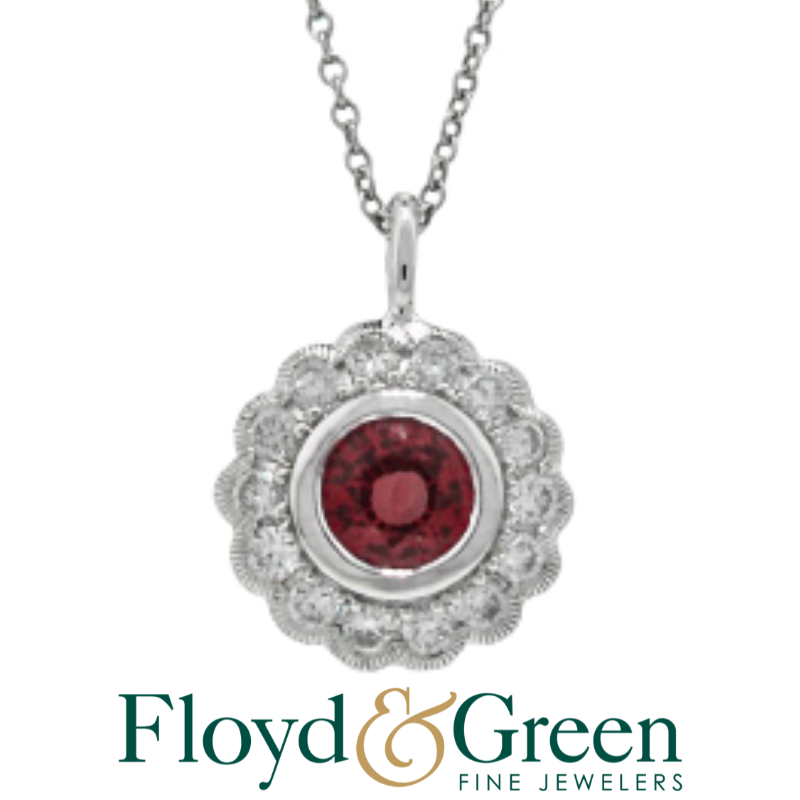 16 18KW ruby 0.46ct and diamond 0.19ctw G-H/VS2-SI1 pendant