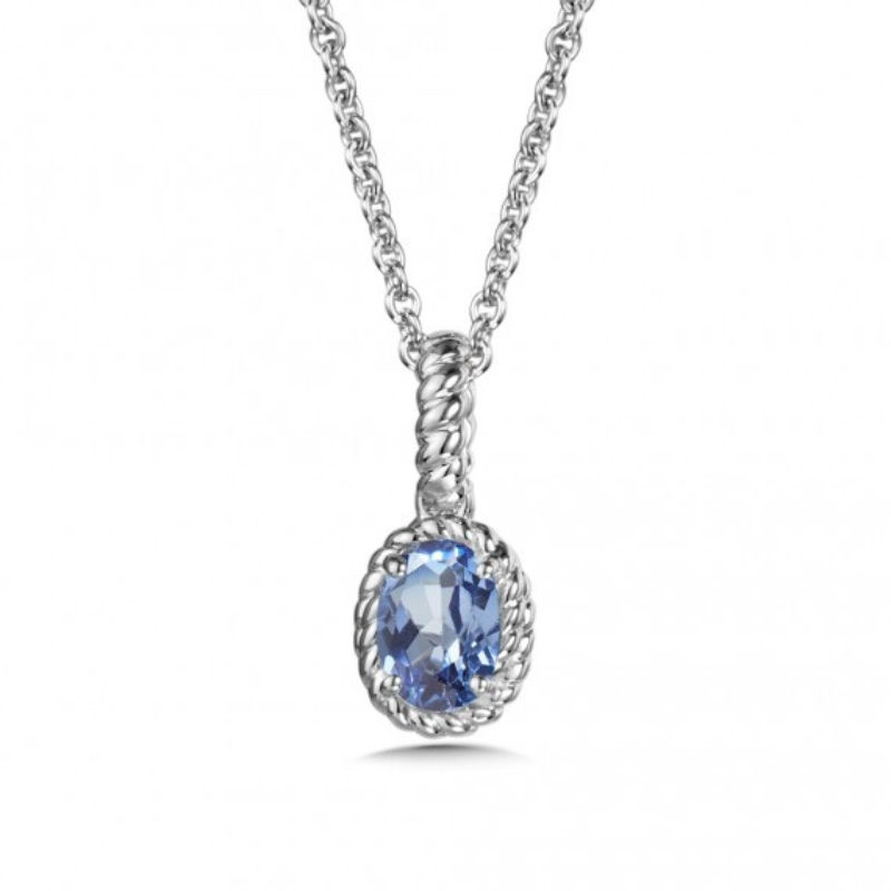 September Birthstone Created Sapphire Pendant Necklace