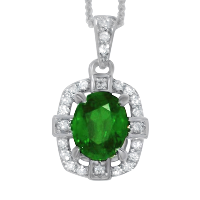 14Kt Diamond and Emerald Art Deco Pendant