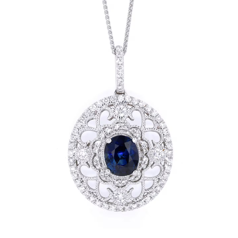 14Kt Diamond and Sapphire Pendant