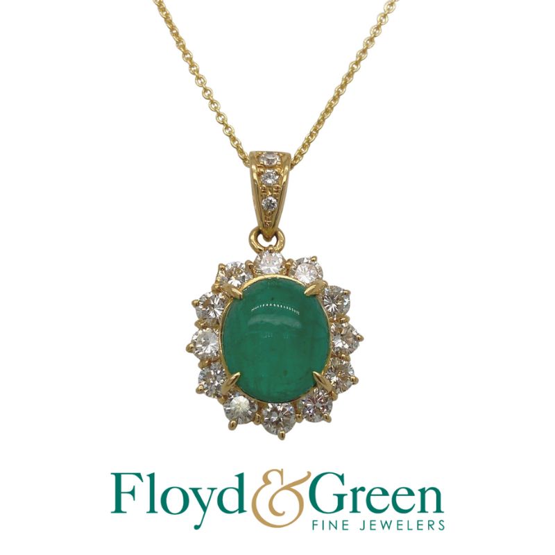 Emerald & Diamond Halo Necklace