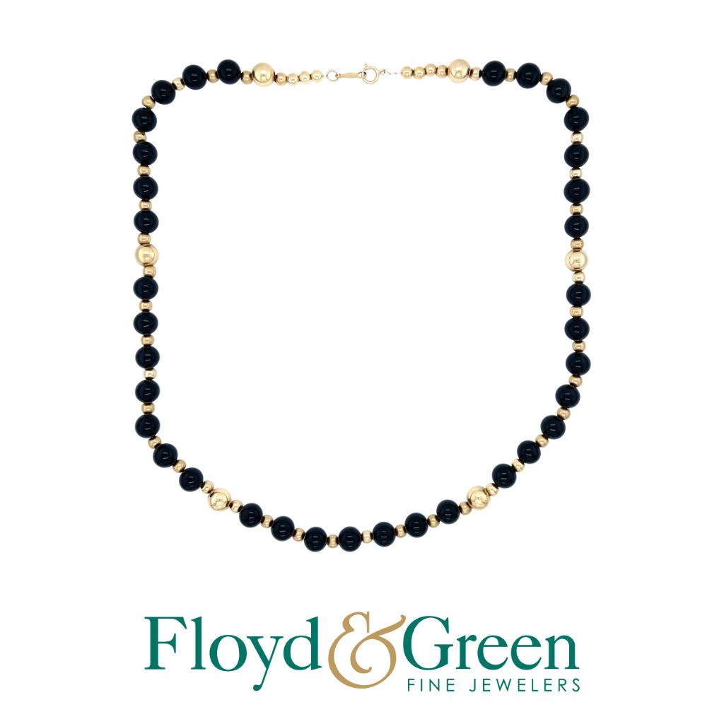 Onyx & Gold Bead Necklace